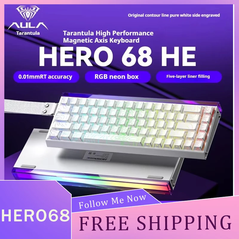Aula Hero68 He Магнитная клавиатура Проводная RGB горячая замена Киберспортивная игровая механическая клавиатура Пользовательские компьютерные аксессуары для геймеров