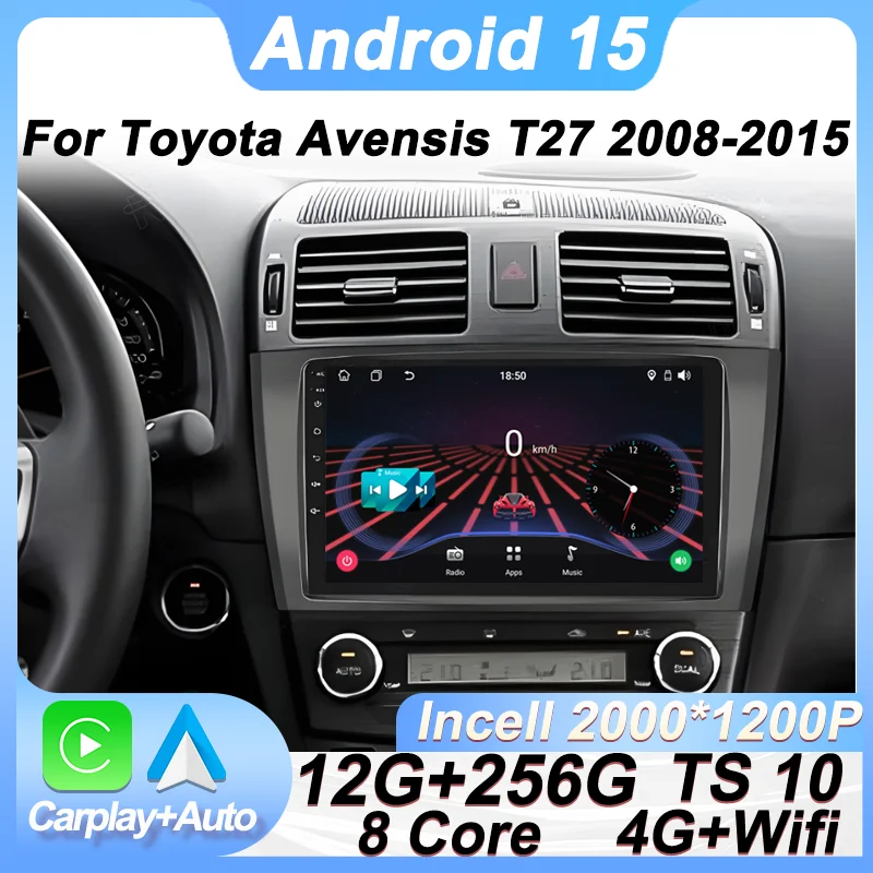 Автомобильный радиоприемник Android 15 для Toyota Avensis T27 2008-2015 Bluetooth автомобильные интеллектуальные системы навигация GPS Carplay авто экран RDS