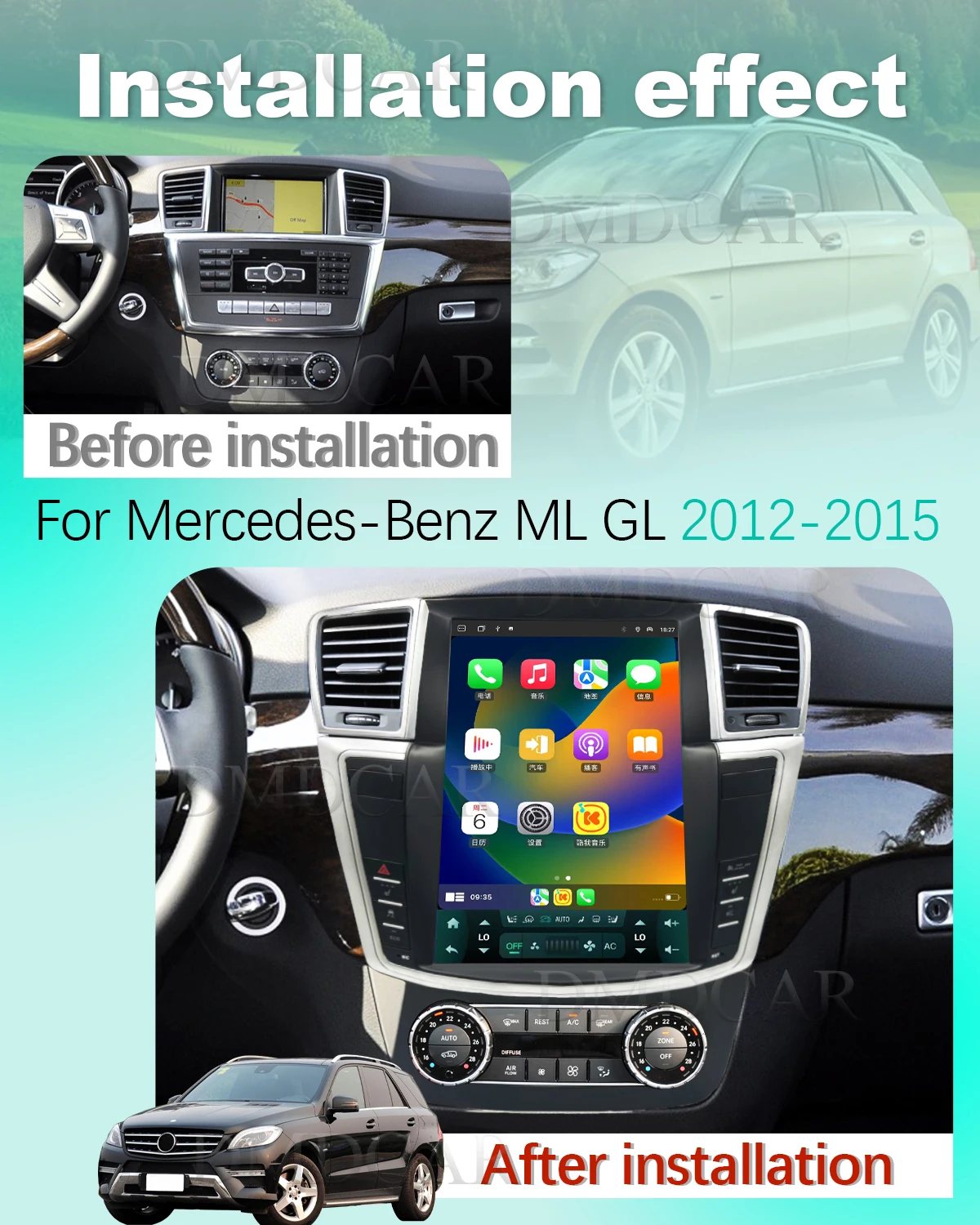 Фото Tesla стиль Carplay Android авто для Mercedes-Benz ML GL навигация автомобильное радио 1 din автомобиль мультимедиа Videocar интеллектуальные системы №4