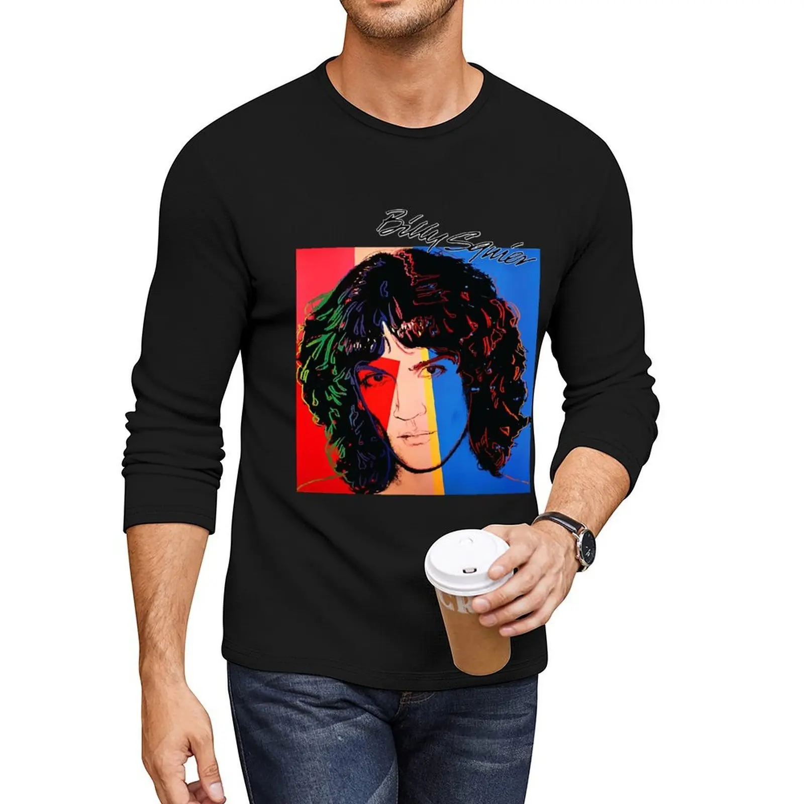 Длинная футболка Billy Squier, футболки с рисунком, эстетичная одежда, футболка большого размера, забавные футболки, мужская футболка