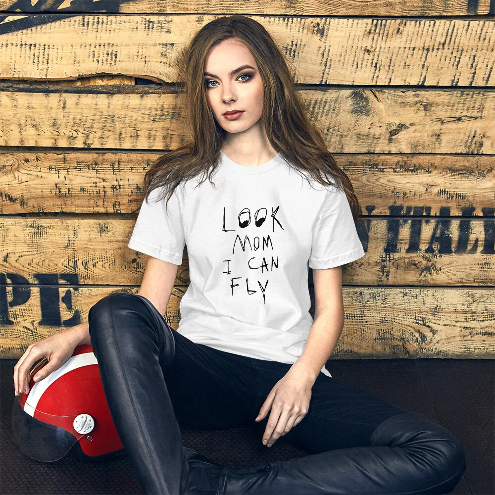Футболка унисекс с короткими рукавами Look Mom I Can Fly, подарки для папы, мужская одежда, новые топы и футболки, кавайная одежда, забавные футболки