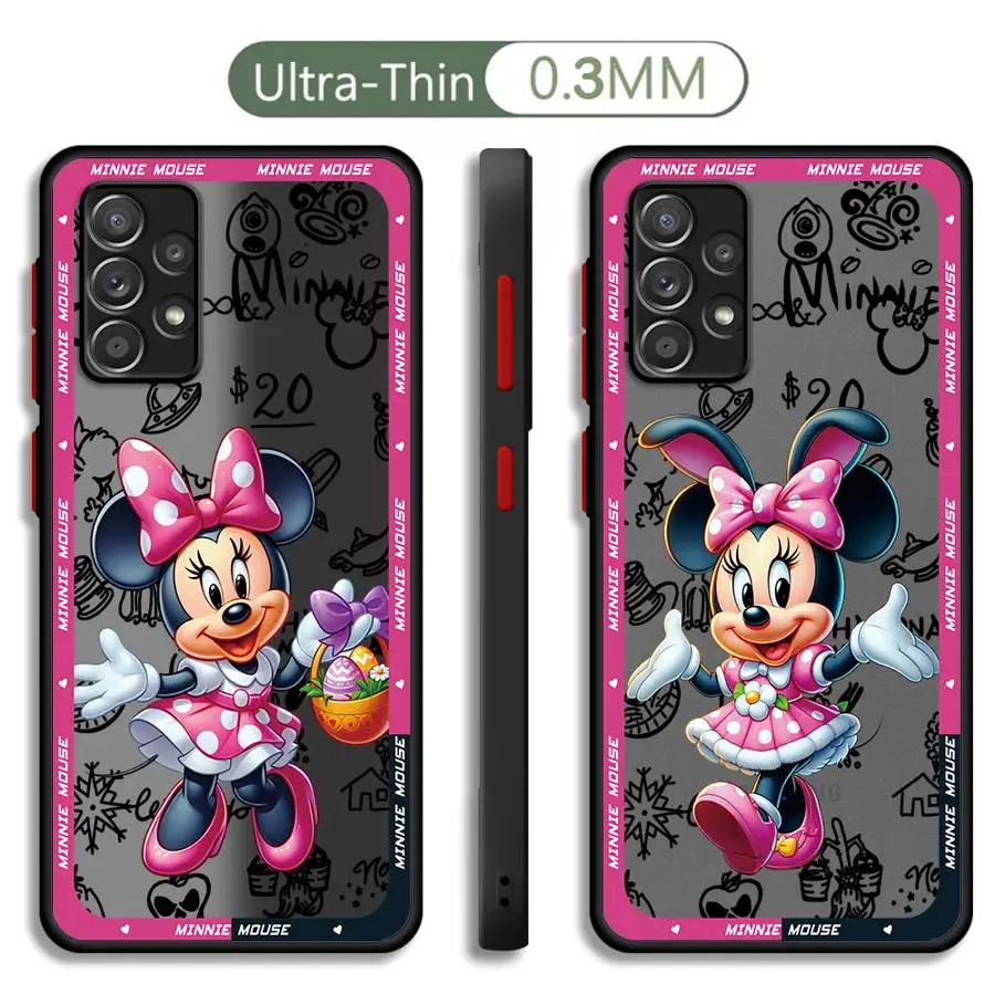 Disney Minnie Mouse Pink Phone Case for Samsung Galaxy A14 A13 A15 A23 4G A34 A33 A53 A25 A24 A54 A73 A35 A55 5G Matte Cover