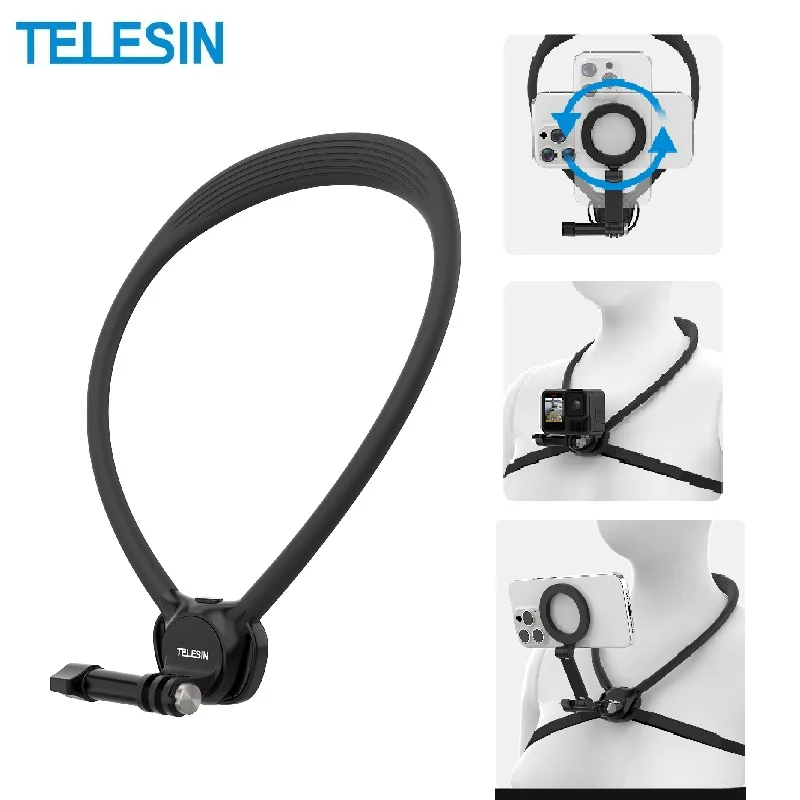 TELESIN телефонная экшн-камера 2 в 1, крепление на шею для GoPro Insta360 DJI OSMO, универсальная экшн-камера, аксессуары для телефонов