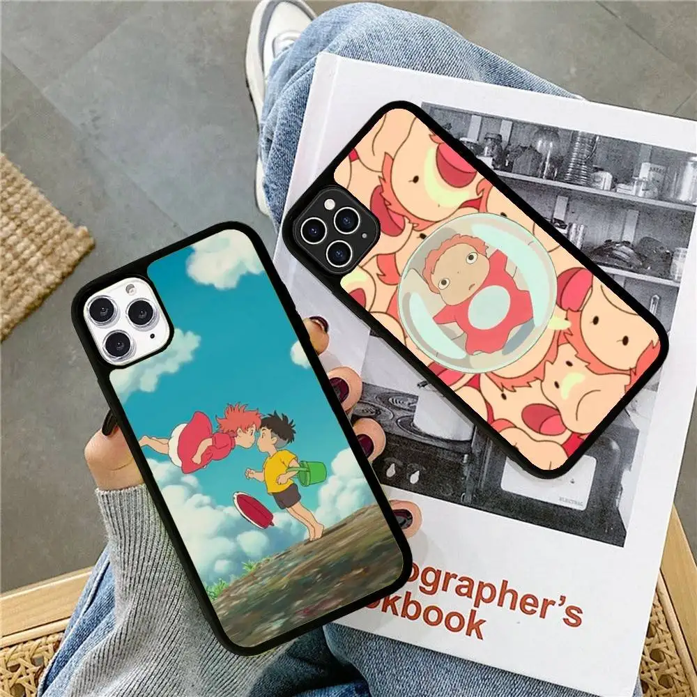 Милый классический чехол для телефона P-ponyo в стиле аниме, силиконовый чехол из ПК + ТПУ для IPhone 11, 12, 13, 14, 15, 16 Plus Pro Max, чехол