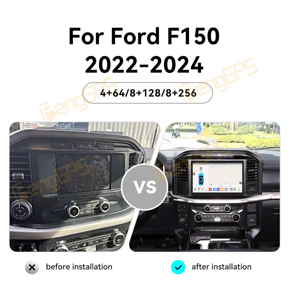 Фото 13,3-дюймовый автомобильный радиоприемник Android 13,3 дюйма для Ford F150 Raptor 2022 2023 2024, мультимедийный плеер CarPlay Android, головное устройство GPS Navi №2