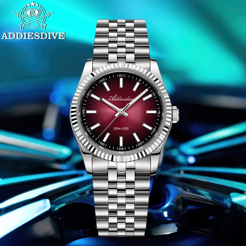 ADDIESDIVE Новые кварцевые часы для мужчин AD2073 с сапфировым стеклом AR-покрытием 100 м водонепроницаемые светящиеся VH31 мужские наручные часы 36 мм спортивные мужские часы