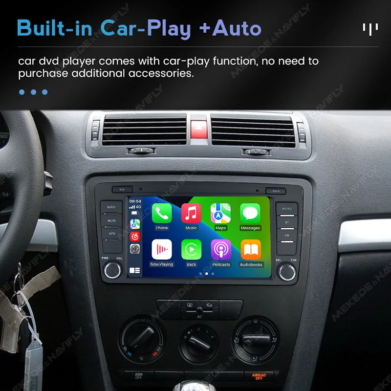 Фото Skoda Octavia 2 A5 2004-2013 Автомобильный радиоприемник 7-дюймовый Android-мультимедийный плеер с GPS RDS 2Din Стерео Carpla... №3
