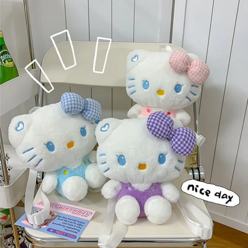 Милый Плюшевый Рюкзак Hello Kitty для кукол Sanrio Kawaii, мягкая сумка для игрушек, мультяшная кошка, плюшевая сумка для хранения, детские праздничные подарки