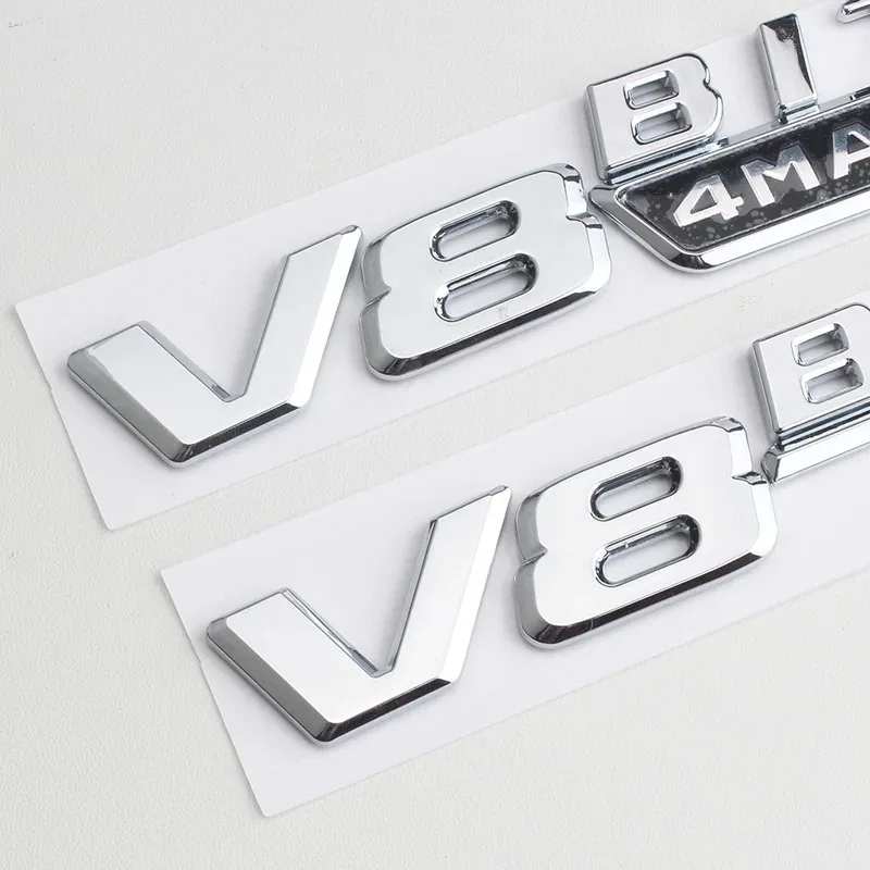 Фото 2 шт. 3d ABS V8 Biturbo 4matic логотип с буквами на крыло автомобиля, эмблема, значок, наклейка для Mercedes Benz C63S E63S GLC W213, аксессуары №4