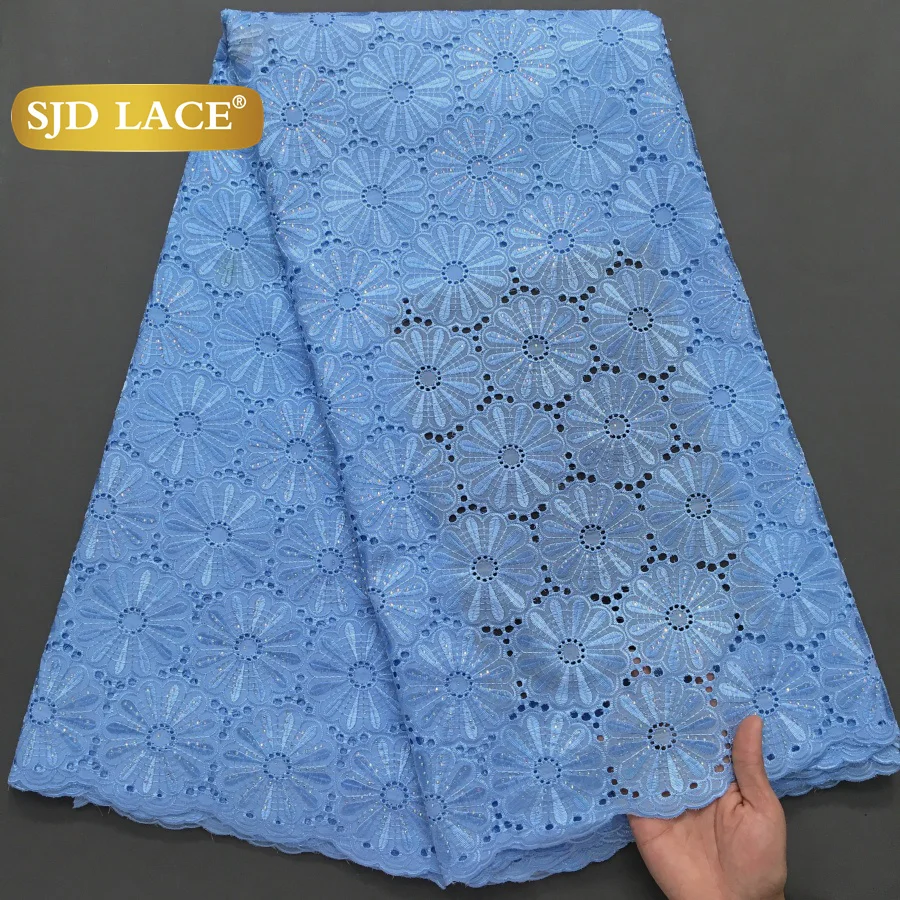 SJD LACE белая нигерийская африканская хлопковая кружевная ткань 2025 Высокое качество вышивка швейцарская вуаль кружево для женщин свадебные платья 4200