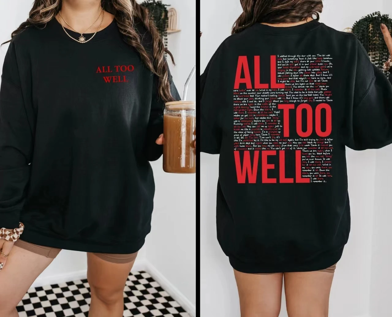 Женская двухсторонняя Толстовка All Too Well со слоганом, новинка, винтажная модная Уличная Повседневная Женская одежда, Лидер продаж, Популярные топы для девочек