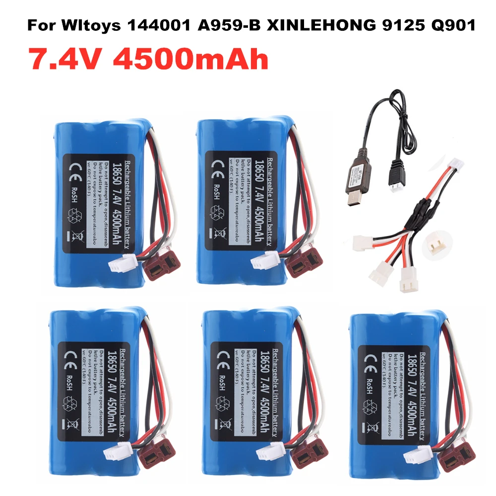 Фото 18650 7,4 V 4500mAh литий-ионная батарея для фотографической модели 144001 Q901 9125 RC автомобильные запасные части аккумулятор №1