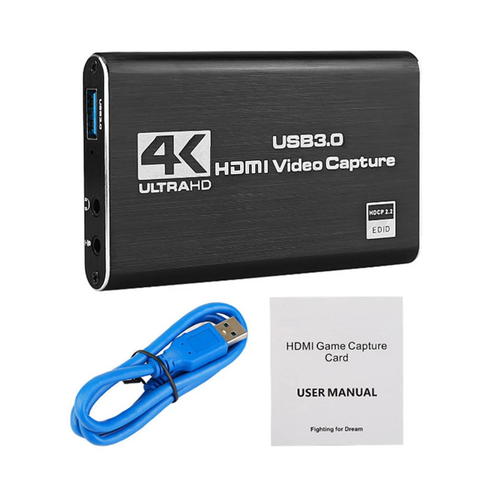 Фото Usb 3.0 4K HDMI-совместимая карта видеозахвата 1080P HD-камера записывающая коробка HDMI-совместимая с ПК Видеозаписывающее Устройство для прямой трансляции №3
