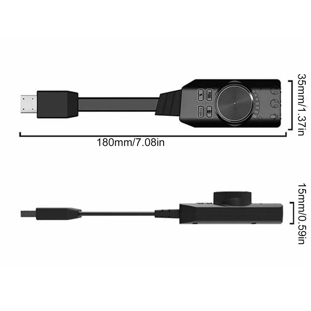 Внешняя звуковая карта USB, стерео микрофон, динамик, гарнитура, аудиоразъем, кабель 3,5 мм, адаптер, переключатель звука, регулировка громкости, свободный привод (art.: 3920cfe3b09d0) - 3920cfe3b09d0