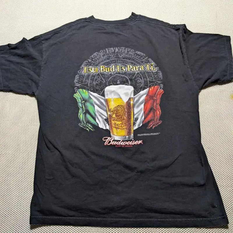 Футболка Vntg Y2K 2000 с флагом Мексики Budweiser Beer Cerveza Esta Bud Es Para Ti 2XL