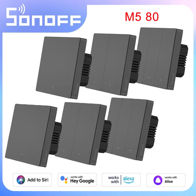 Умный выключатель Sonoff M5 80 1C/2C/3C, 1-2 шт., Wi-Fi, кнопка дистанционного управления, настенный таймер, переключатель через eWelink Alexa Google