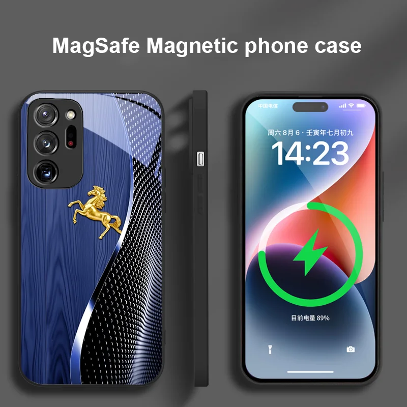 Фото Для Samsung S 21 Ultra 22 25 Edge 4 5 G FE 20 PLUS 23 24 ПРИМЕЧАНИЕ Стеклянный магнитный чехол для телефона с градиентной сеткой под дерево Золотая лошадь №3