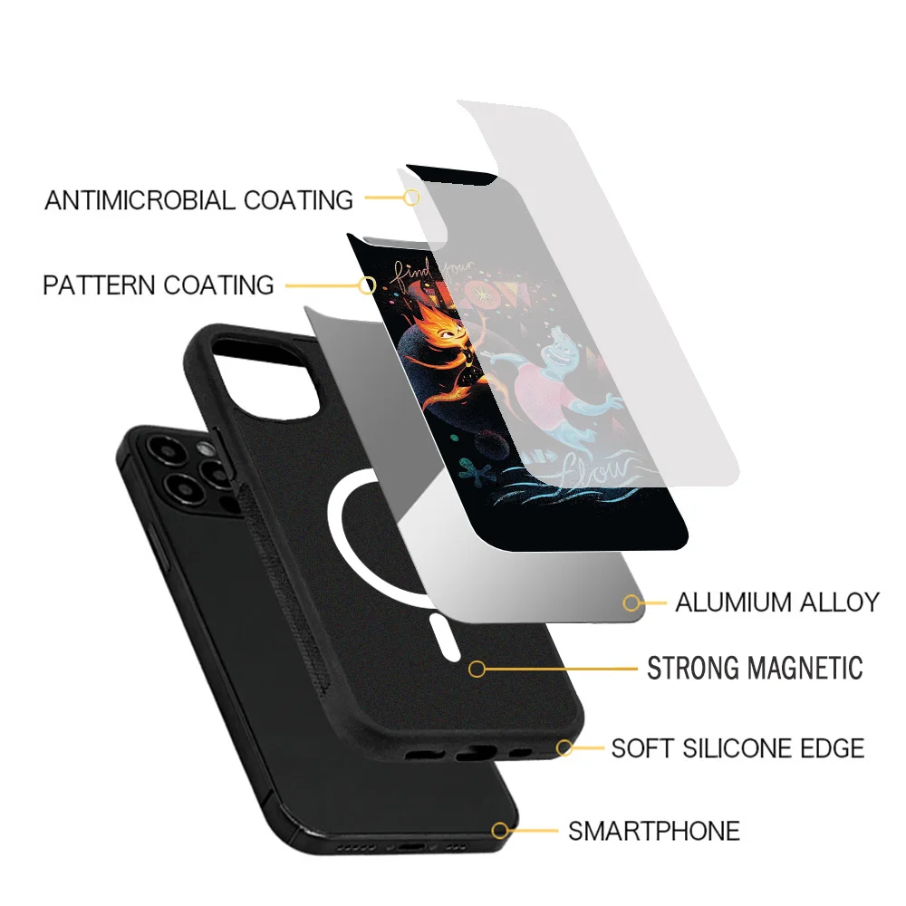 Фото Чехол для телефона «стихий элемент» Disney, магнитный для IPhone 15 14 13 Pro Max 11 12 Mini Alex, чехол с зеркалом для беспроводной зарядки Magsafe №3