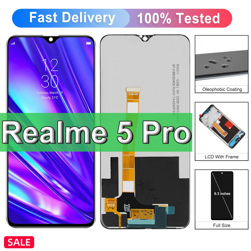Pop ЖК-дисплей для OPPO Realme 5 Pro, ЖК-дисплей Sisplay, сенсорная панель, замена датчика экрана в сборе для Realme Q RMX1971, ЖК-дисплей с рамкой