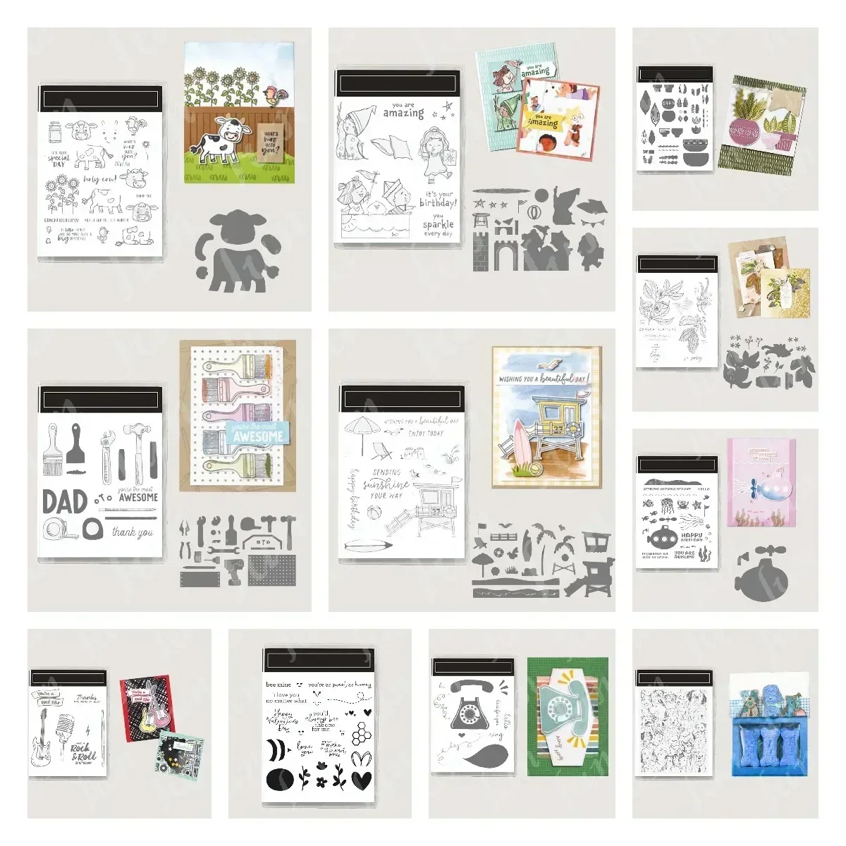 2024 New Sets  EN DE FR Clear Stamp And Cutting Dies DIY Scrapbooking Supplies Stamps Metal Dies For Cards Albums Crafts Decor