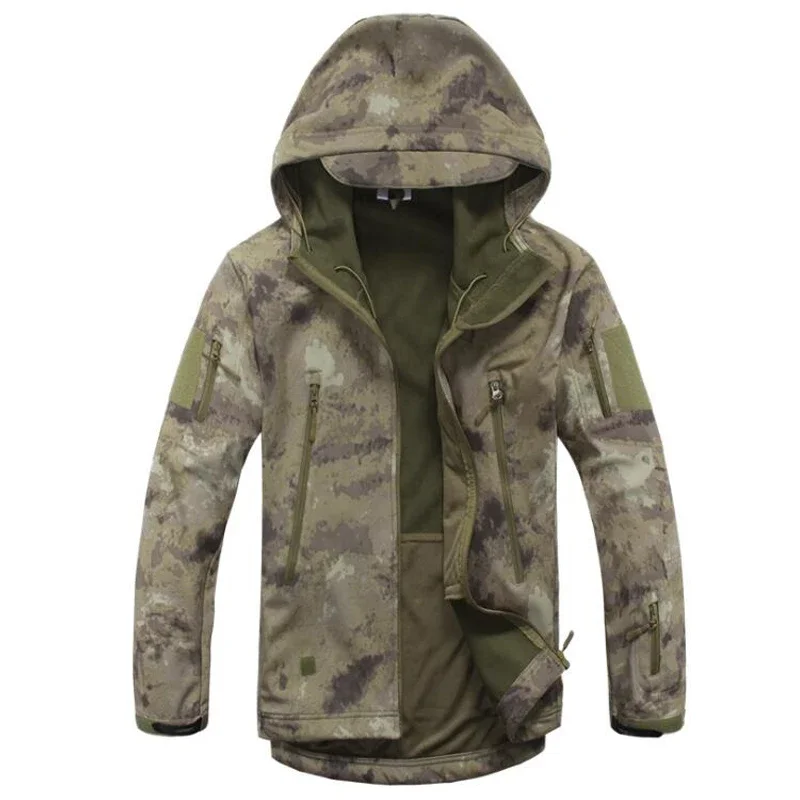 Фото Lurker Shark Skin Soft Shell уличная тактическая куртка водонепроницаемая ветровка Tadcamo охотничья камуфляжная цветная флисовая теплая одежда №3