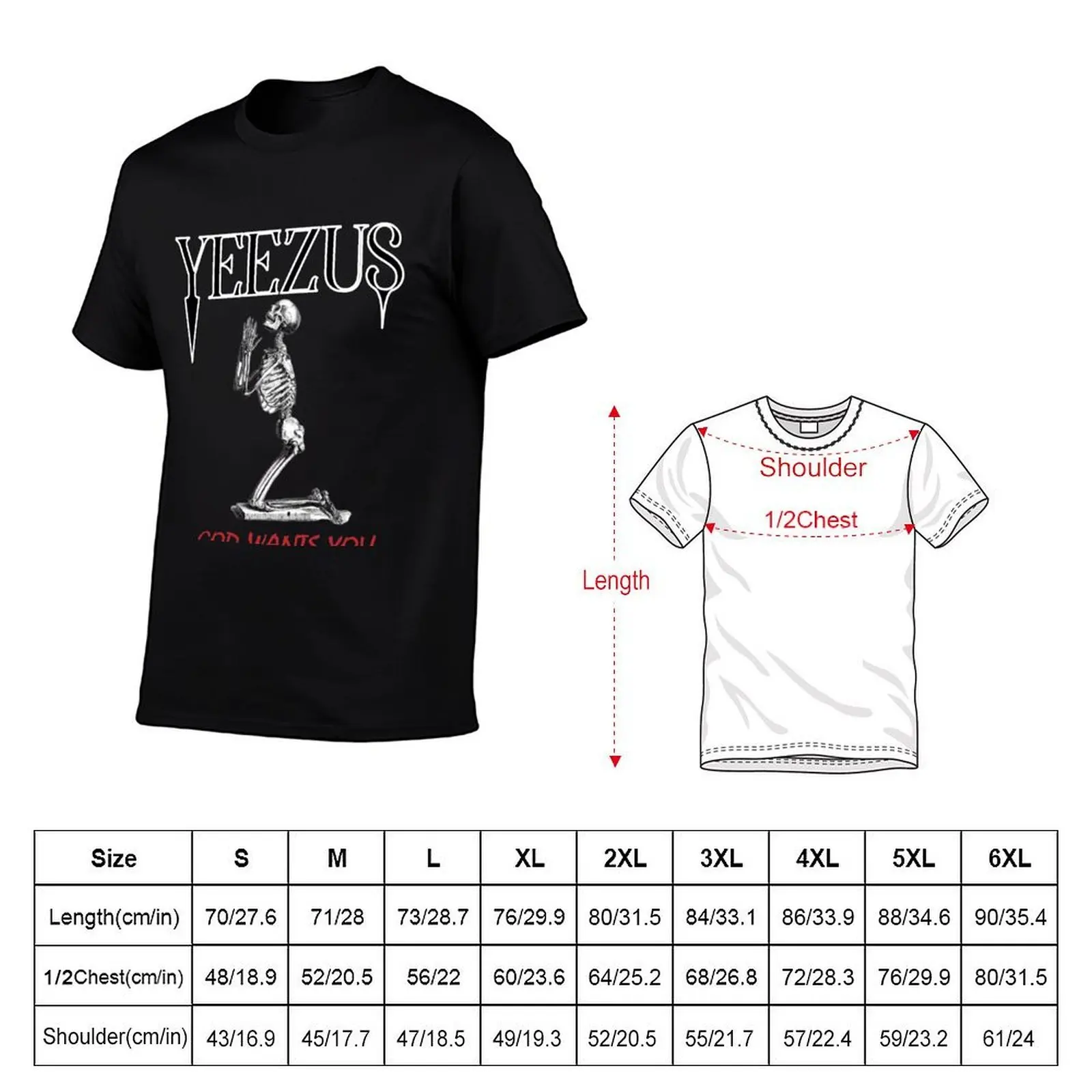 Футболка Yeezus со скелетом, мужская роскошная черная хлопковая футболка, простая мужская футболка в упаковке (art.: 3920d17736a3e) - 3920d17736a3e