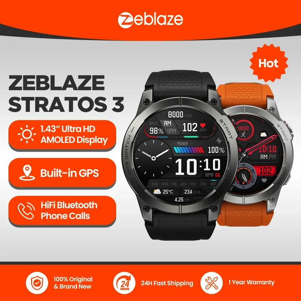 Zeblaze Stratos 3 Премиум GPS Смарт часы Ультра HD AMOLED дисплей Встроенный GPS Hi-Fi Bluetooth телефонные звонки умные часы