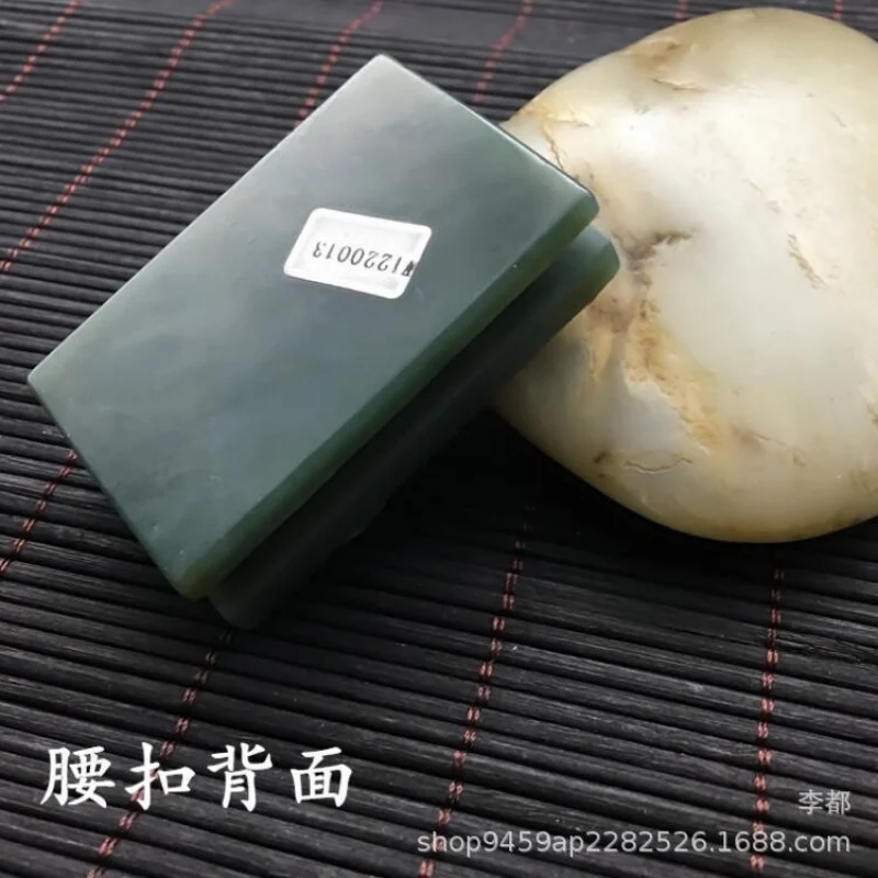 Фото Натуральный нефрит Hetian с головой дракона, пряжка для ремня, мужская зеленая нефритовая пряжка для ремня, подвеска в виде головы дракона, нефритовая подвеска на талии №4