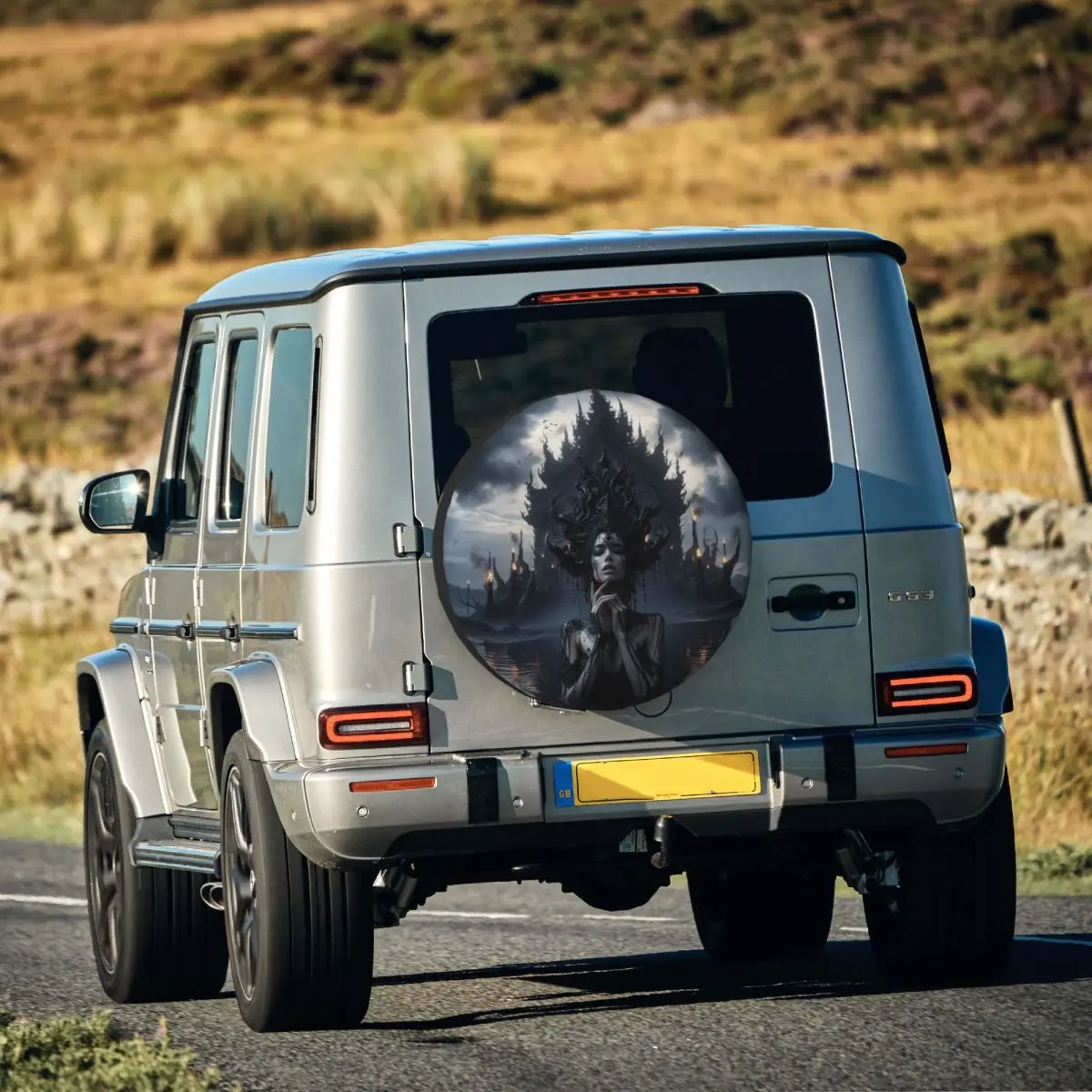 Фото Чехол для запасного колеса Darkness Goddess для Jeep Hummer SUV RV, защита колес автомобиля, аксессуары 14 дюймов, 15 дюймов, 16 дюймов, 17 дюймов №4