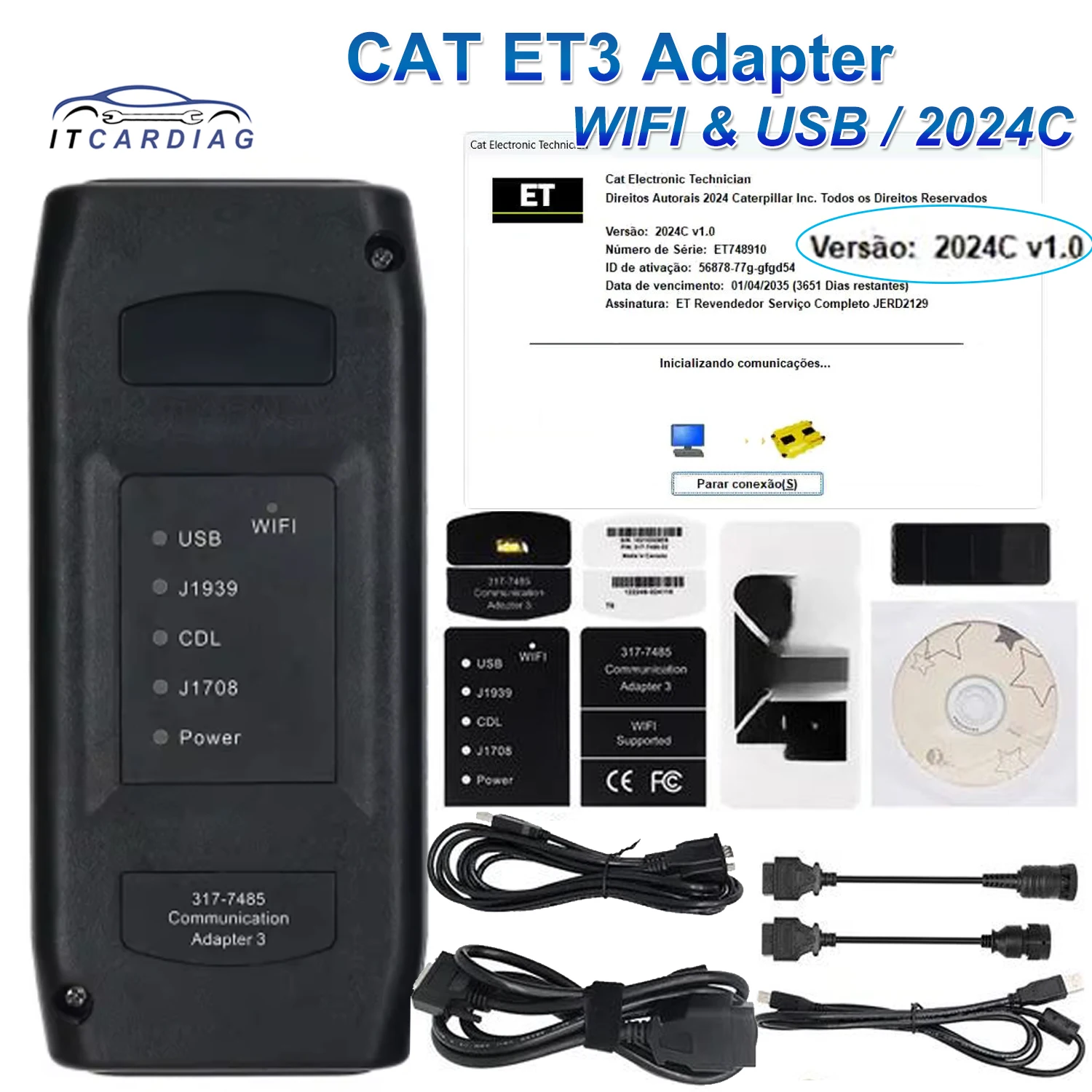 2024C для Cat ET3 адаптер ET 3 USB WIFI версия для тяжелого грузового сканера диагностический инструмент замена 2024A 2023A 2019A 2019C Инструмент для ремонта автомобилей