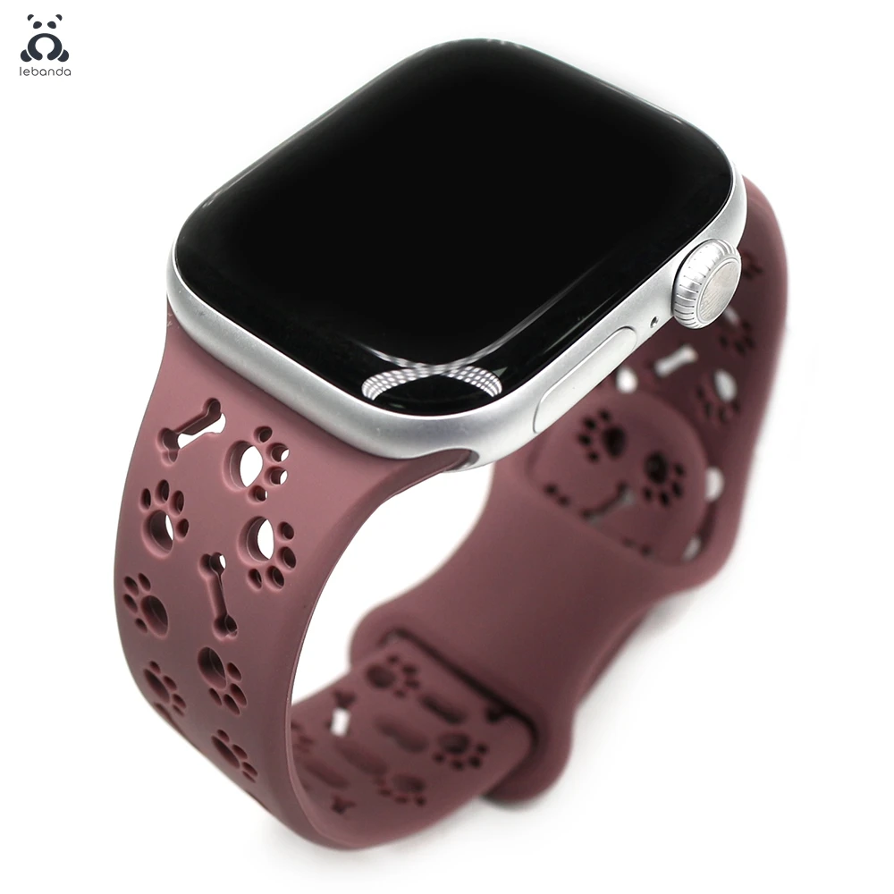 Ремешок Lebanda для Apple Watch Series 10 9876 SE, ремешок для пирсинга щенка собачьей лапы и кости для iWatch, аксессуары с застежкой-бабочкой Аксессуары для часов