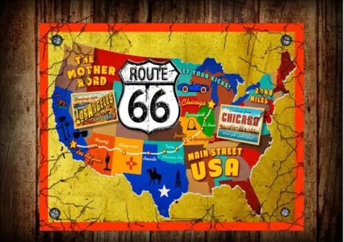 Винтажный Route 66, ресторанный знак, Репродукция, металлический винтажный стиль, настенный знак
