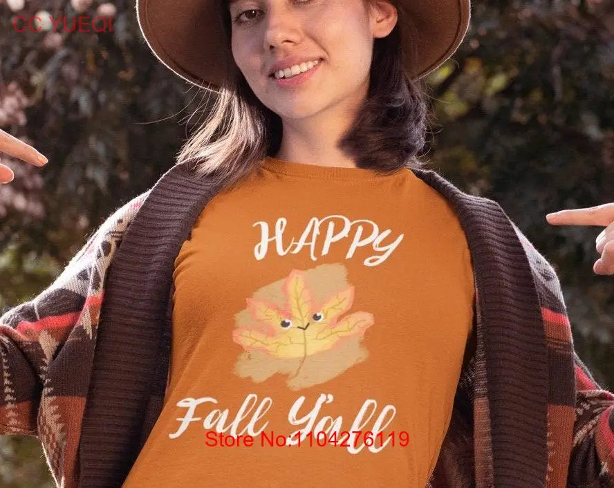 Футболка Happy Fall Yall на День Благодарения, футболки с листьями времени, милые длинные или короткие рукава