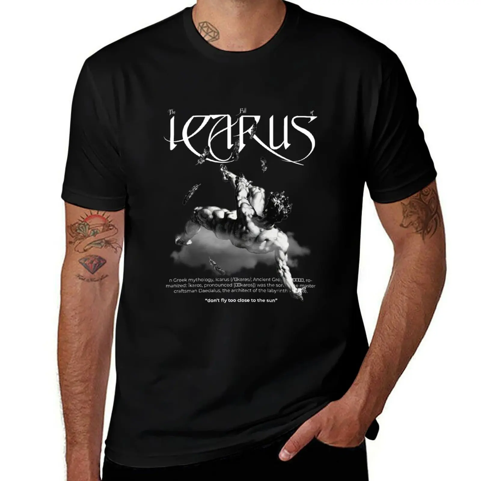 Футболка Icarus, быстросохнущая бутиковая одежда на день Святого Валентина, персонализированная футболка, одежда в стиле хиппи, рубашки, мужские рубашки с графикой