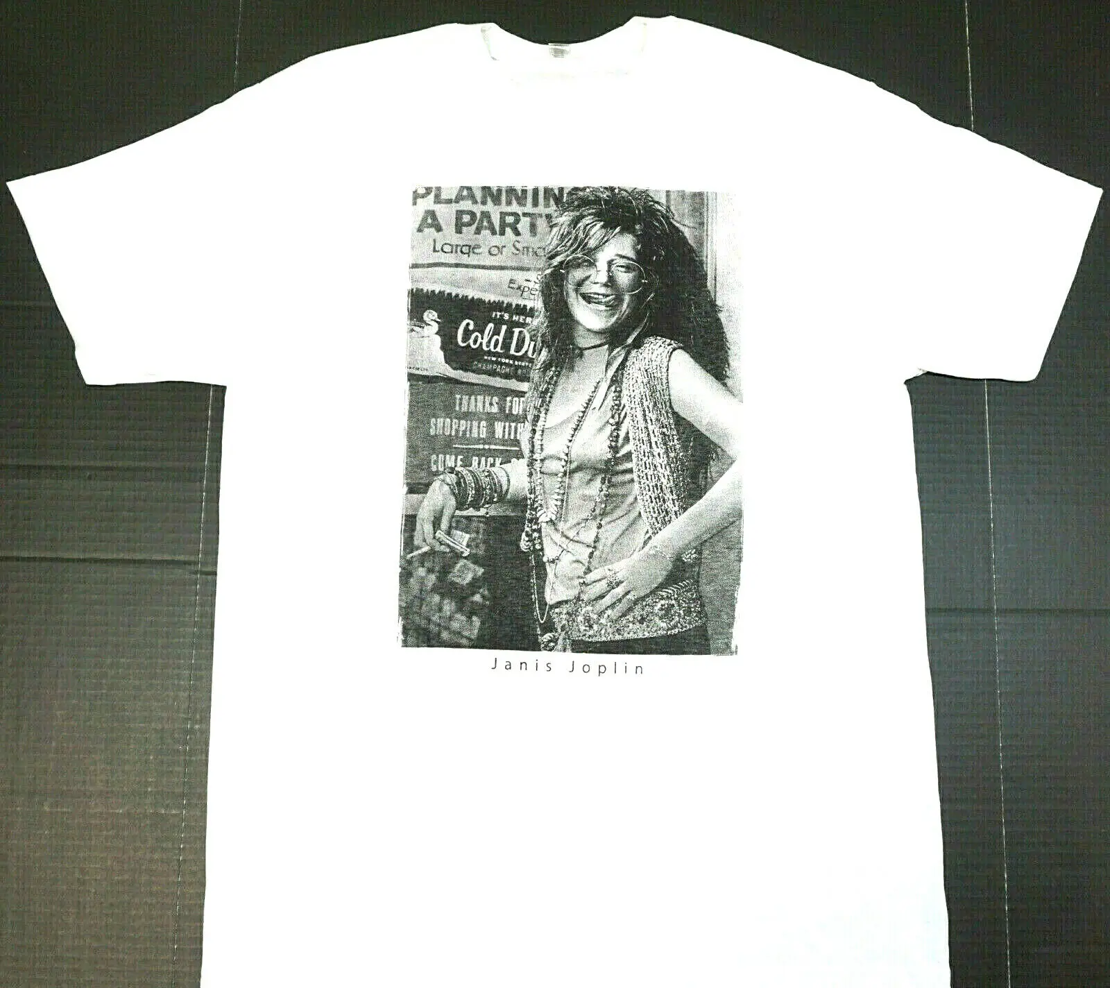 Футболка JANIS JOPLIN 100, хлопок, мужская, белая, новая