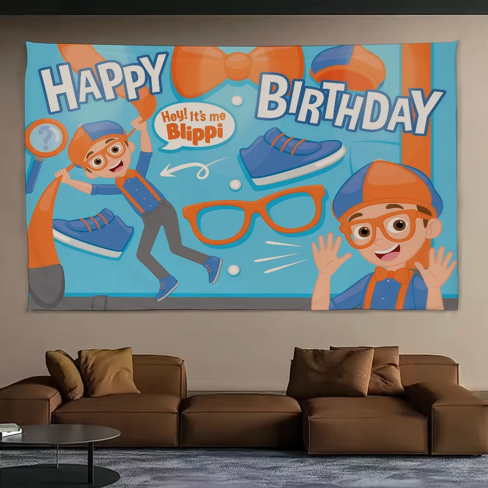 Фото Мультяшный флаг B-Blippi для кемпинга, бара, пикника, вечеринки, украшения дома, баннер №3