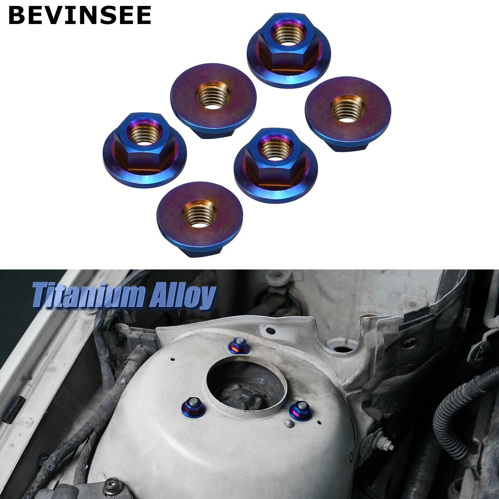 Стопорная стойка BEVINSEE, верхняя гайка башни, титановые гайки для BMW E46 E90 E91 E92 E93 E60 E61 E81 E82 E53 Z4 E89 E85 E86 31316769731