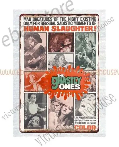 1 шт., настенное искусство 1962, постер фильма ужасов Ghastly Ones, триллер, металлическая жестяная вывеска