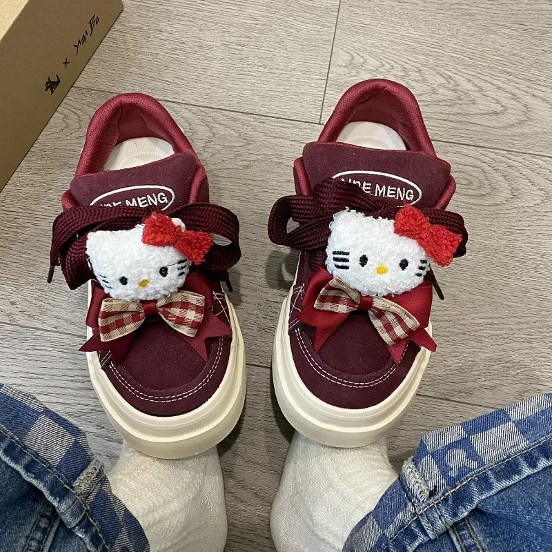 Аниме Kawaii Sanrio Ins весенне-осенняя модная обувь для скейтборда Симпатичные текстильные туфли на платформе с кошкой Kt Ins подарки для девочек (art.: 3920c9d31eebb) - 3920c9d31eebb
