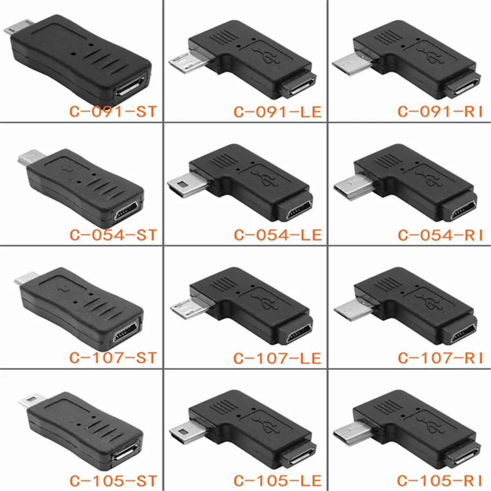 Фото 90 градусов левый и правый угловой мини-USB 5pin гнездо к Micro USB штекер Адаптер Синхронизации Данных штекер Micro USB к мини USB разъему №2
