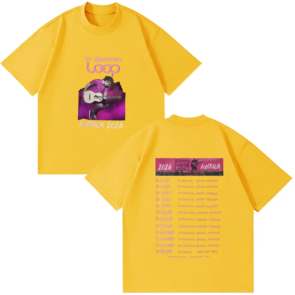 Фото Ed Sheeran Loop Tour Австралия и Новая Зеландия 2026 Tour Merch Футболка в стиле пары Подарки для фанатов Мужчины Женщины Топы Модная хлопковая футболка №5