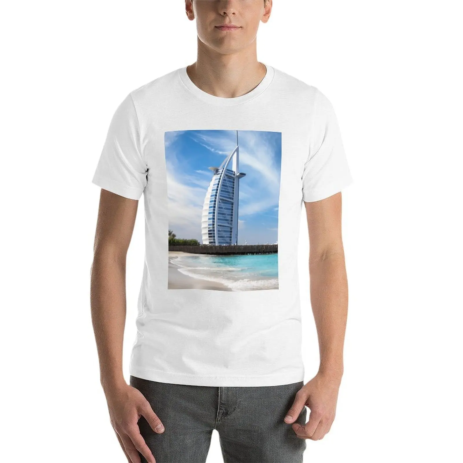 Фото Футболка Burj Al Arab Dubai, мужские винтажные футболки с графикой, футболка из 100% хлопка №4