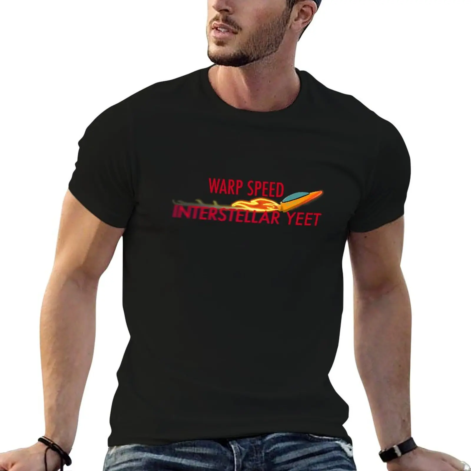 Warp Speed: футболка Interstellar Yeet, одежда в стиле хиппи, мужские рубашки большого размера, футболка с рисунком