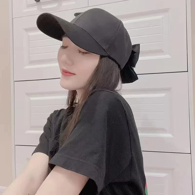 Фото Gorra deyarisbol satinada para mujer, горро con lazo черная оригинальная, Visera de ocio, вставка отправляется Fisk №5