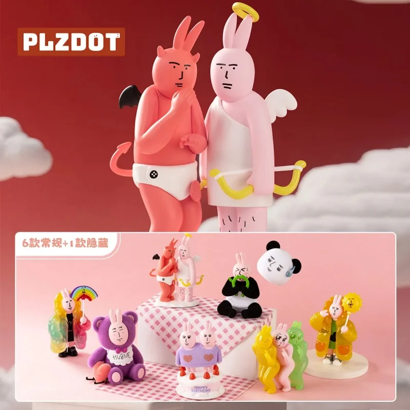 Аутентичный Plzdot, розовый кролик, слепая коробка, красивое настроение, серия, абстрактный кролик, модные игры, орнамент второго поколения, игрушки, подарки