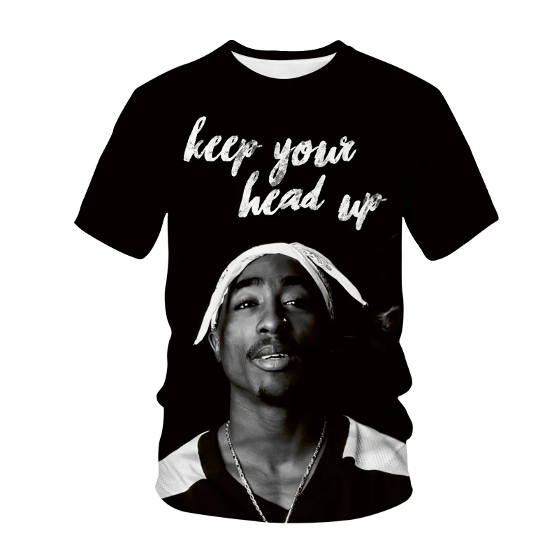 Фото Футболка 2Pac, футболка с принтом в виде рапера, звезды, Тупака, летняя 3d-футболка с рисунком, футболка для мужчин и женщин, Повседневная футболка для детей №2