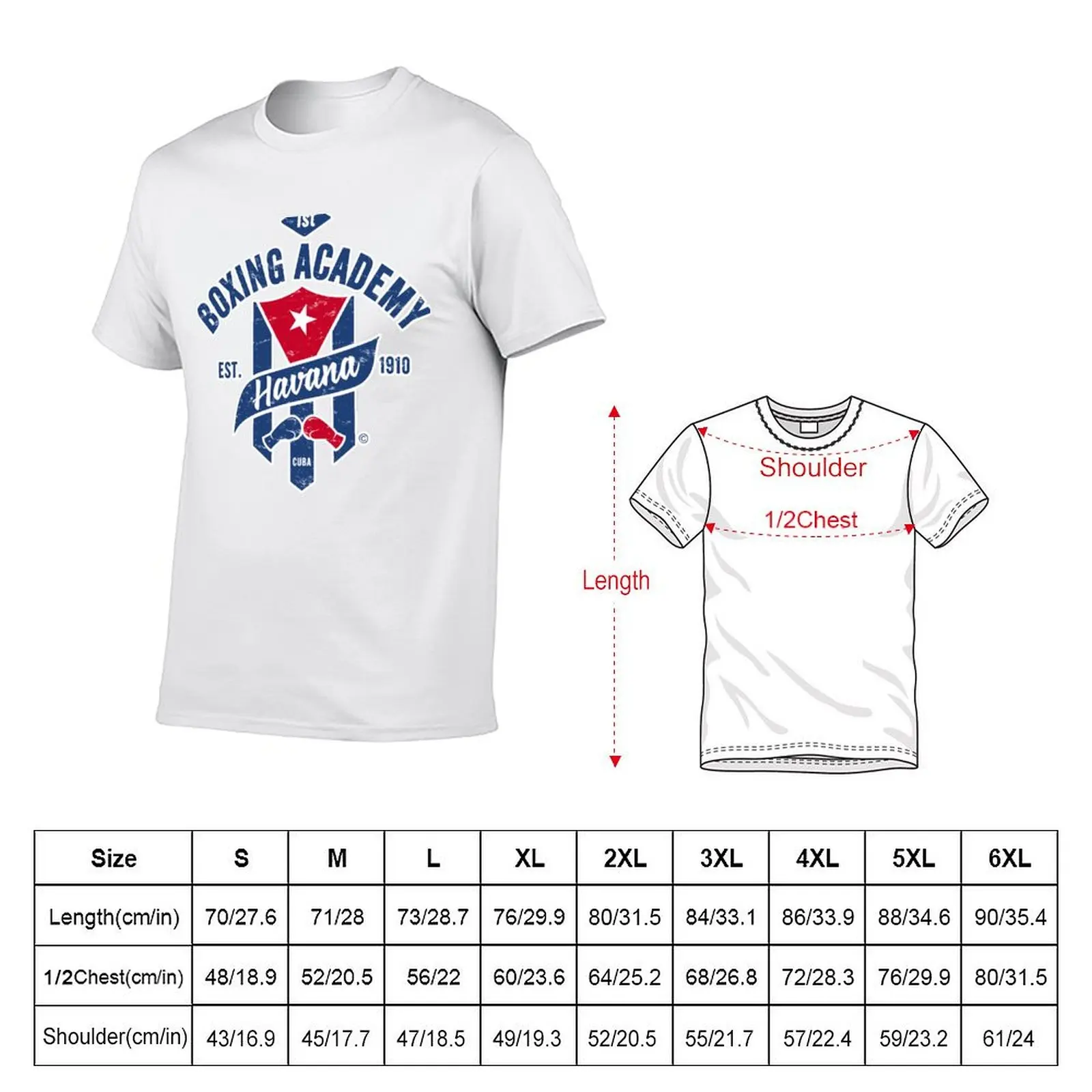 1ST BOXING ACADEMY HAVANA, EST. Футболка с принтом 1910 CUBA, USED LOOK, BY SUBGIRL, мужские хлопковые футболки, мужская футболка (art.: 3920d1e153edc) - 3920d1e153edc