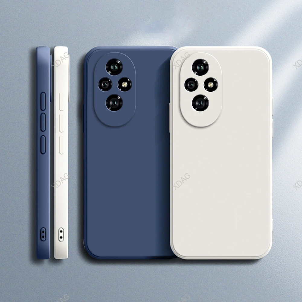 Простой Оригинальный чехол для телефона, задняя крышка для Honor 200 дюйма, искусственная мягкая квадратная Жидкая силиконовая задняя крышка для классической камеры