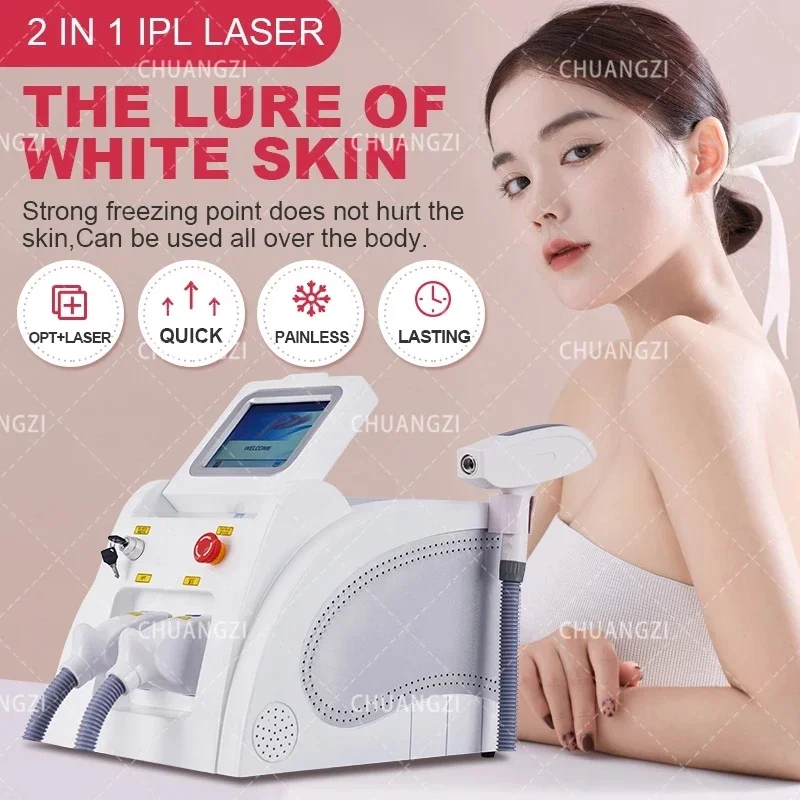 Товары для личной гигиены 2-в-1, E-light + IPL OPT ND YAG Laser, многофункциональная машина для удаления волос с татуировкой