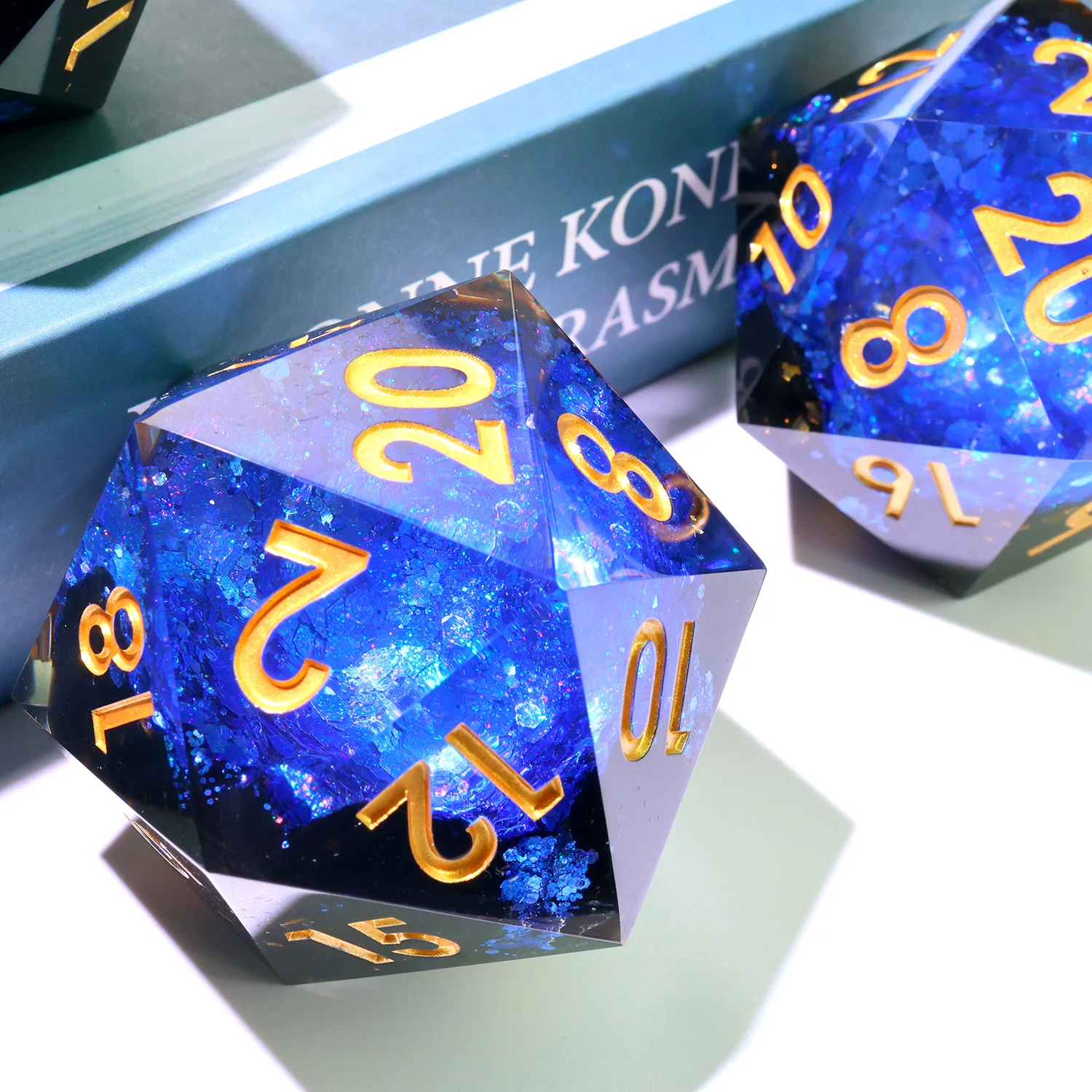 50 мм Chonk D20, кости Blue Geode DND D20, кости DND из смолы для настольных игр, ролевая настольная игра, DND D20 Gift-G4